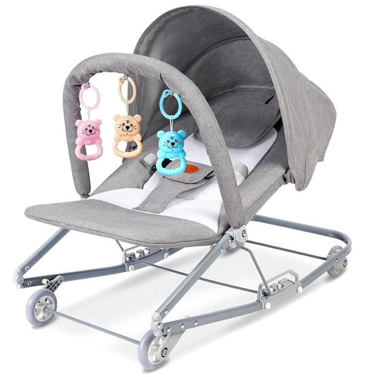 Rocking Bouncer with Canopy by HKAI, light grey